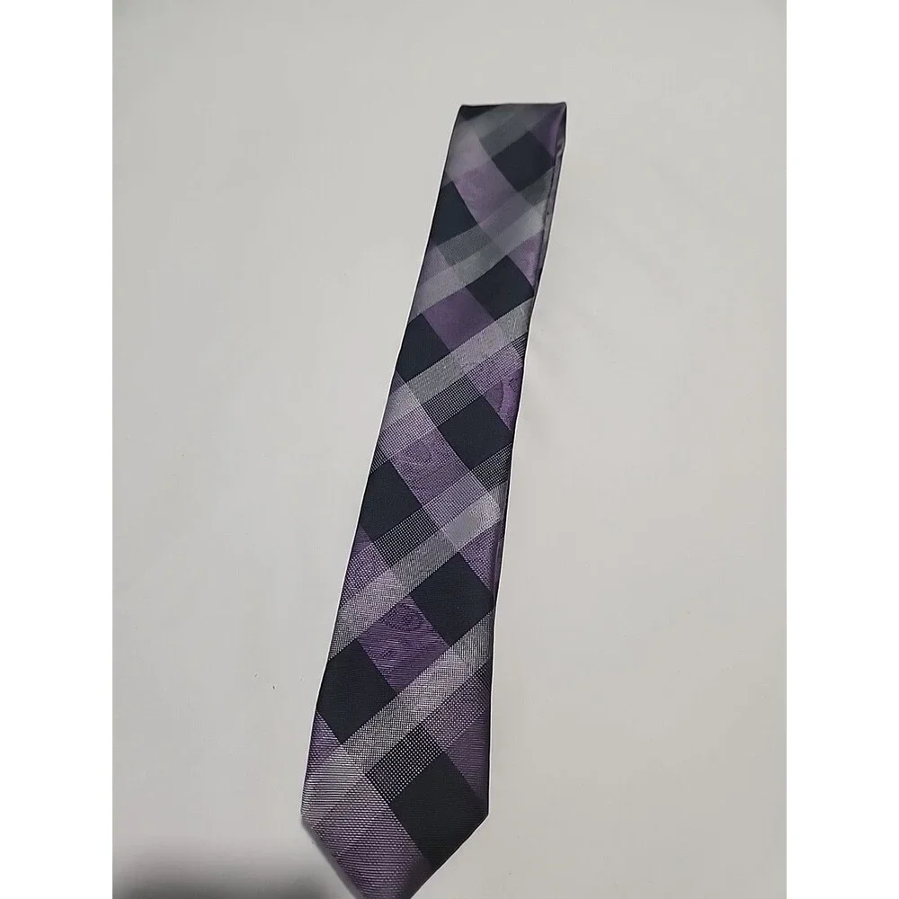 Structure Tie Mens Purple And Grays Neckwear